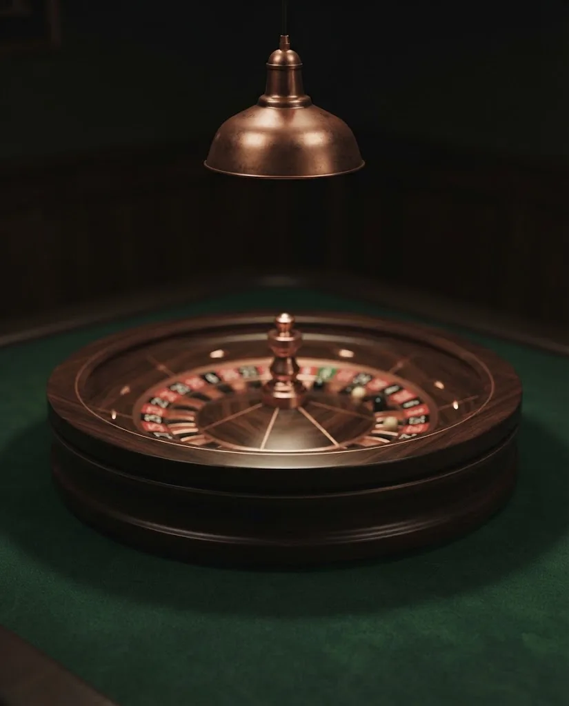 Artist's impression of a roulette wheel in close-up, the numbers softly blurred