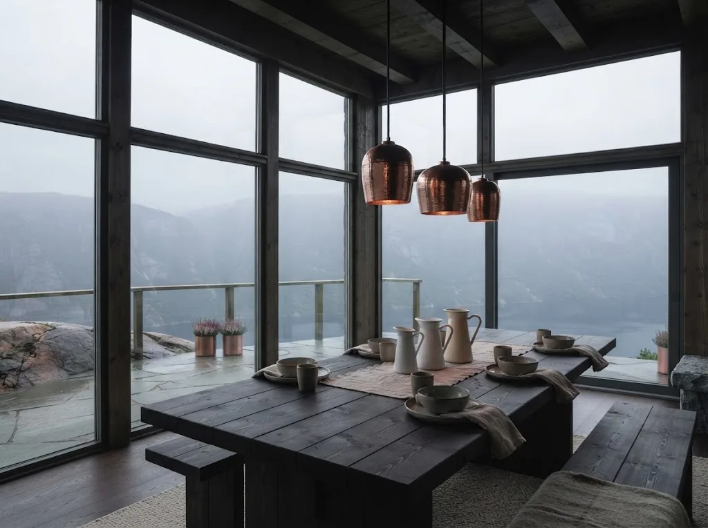 Artist's impression of the dining table for six in the Cliff House