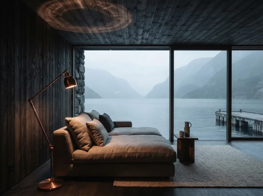 Artist's impression of the Quay Suite living room at water level